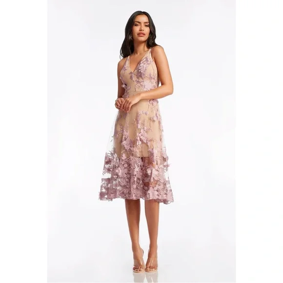 NWOT Dress the Population Audrey Floral 3D Embroidered Dress 💗 - Picture 10 of 11